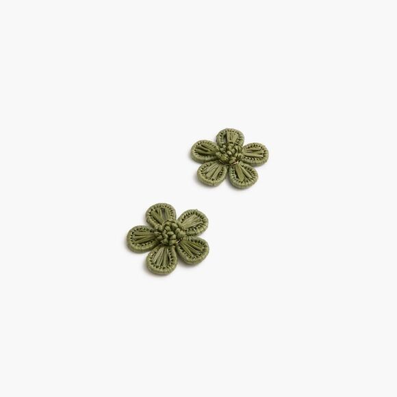 J. Crew Green Floral Earrings with Vintage Design - Picture 1 of 4